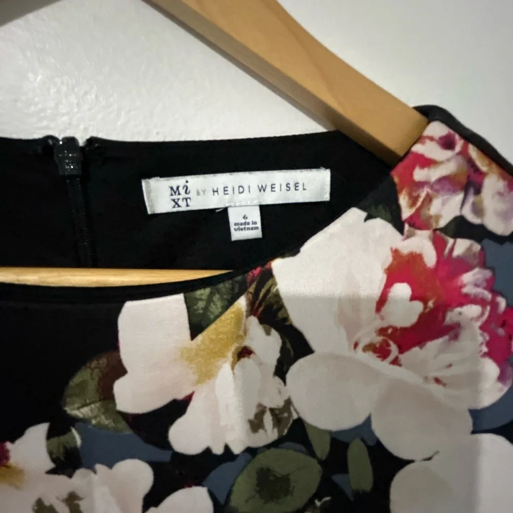 Floral Black Mini Dress - Picture 4 of 6
